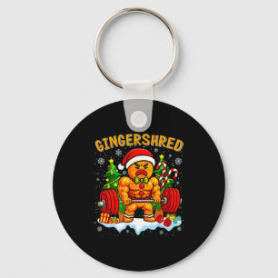 Gingershred Funny Gingerbread Man Gym Bodybuilding Keychain