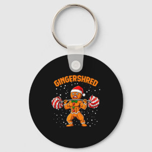 Gingershred Funny Gingerbread Man Gym Bodybuilding Keychain