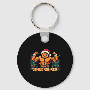 Gingershred Funny Gingerbread Man Gym Bodybuilding Keychain