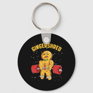 Gingershred Funny Gingerbread Man Gym Bodybuilding Keychain