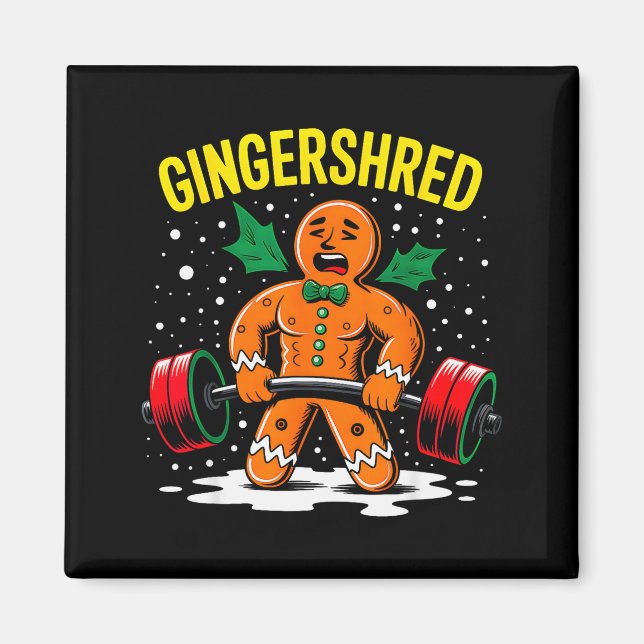 Gingershred Funny Gingerbread Man Gym Bodybuilding Magnet (Front)