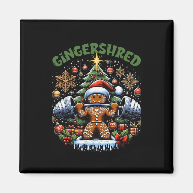 Gingershred Funny Gingerbread Man Gym Bodybuilding Magnet (Front)