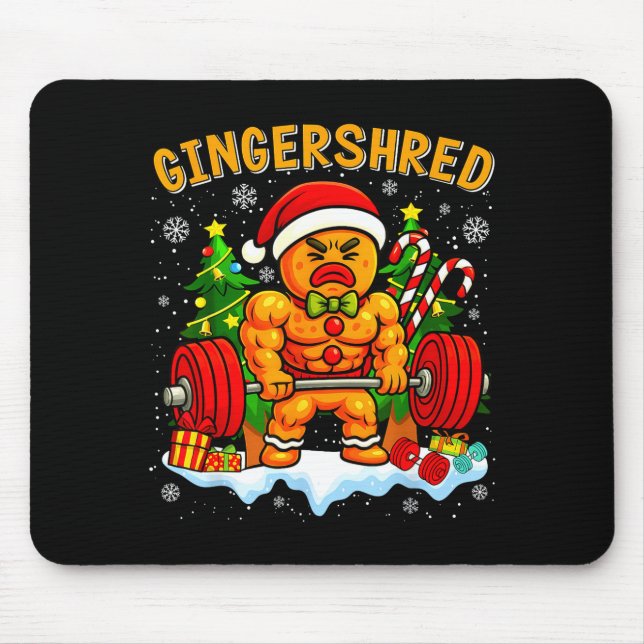 Gingershred Funny Gingerbread Man Gym Bodybuilding Mouse Pad (Front)