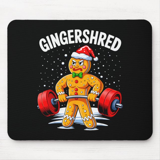 Gingershred Funny Gingerbread Man Gym Bodybuilding Mouse Pad (Front)
