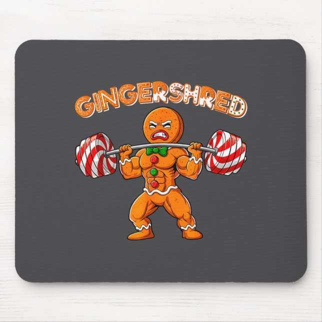 Gingershred Funny Gingerbread Man Gym Bodybuilding Mouse Pad (Front)