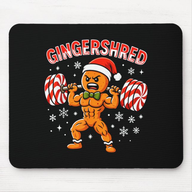Gingershred Funny Gingerbread Man Gym Bodybuilding Mouse Pad (Front)