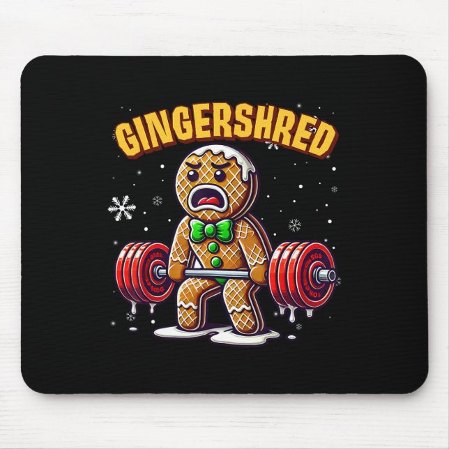 Gingershred Funny Gingerbread Man Gym Bodybuilding Mouse Pad (Front)