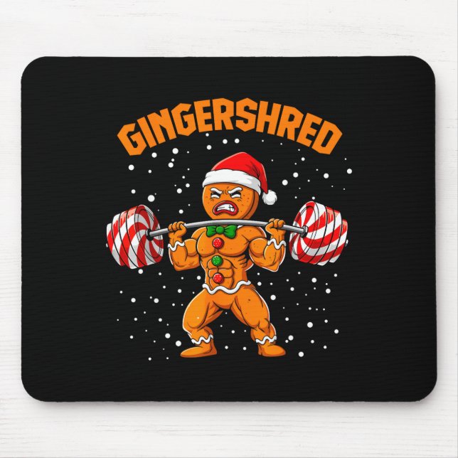 Gingershred Funny Gingerbread Man Gym Bodybuilding Mouse Pad (Front)