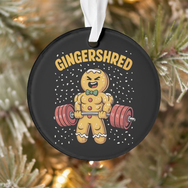 Gingershred Funny Gingerbread Man Gym Bodybuilding Ornament (Tree)
