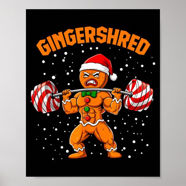 Gingershred Funny Gingerbread Man Gym Bodybuilding Poster (Front)