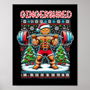 Gingershred Funny Gingerbread Man Gym Bodybuilding Poster
