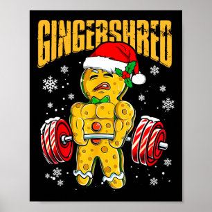 Gingershred Funny Gingerbread Man Gym Bodybuilding Poster
