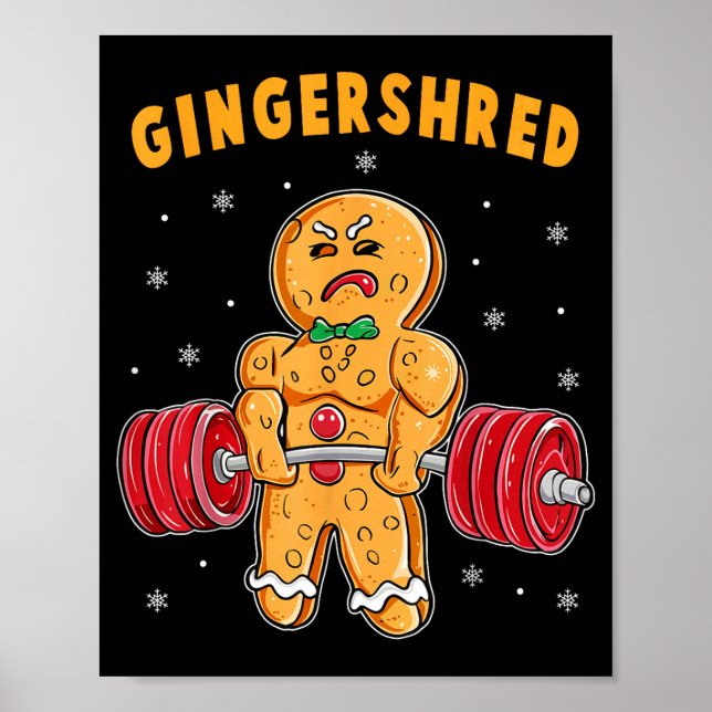 Gingershred Funny Gingerbread Man Gym Bodybuilding Poster (Front)
