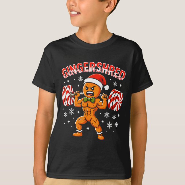 Gingershred Funny Gingerbread Man Gym Bodybuilding T-Shirt (Front)