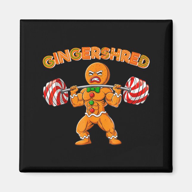 Gingershred Funny Men Gym Bodybuilding Gingerbread Magnet (Front)
