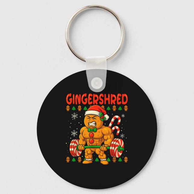 Gingershred Gingerbread Christmas Workout Gym Ging Keychain (Front)