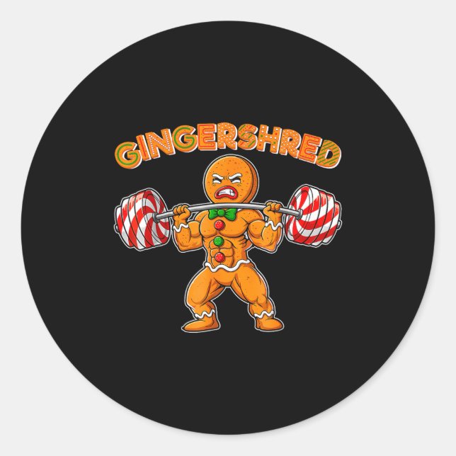 Gingershred Gingerbread Workout Pjs Christmas Xmas Classic Round Sticker (Front)