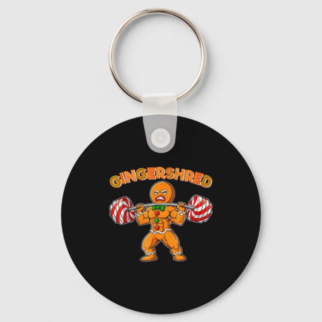 Gingershred Gingerbread Workout Pjs Christmas Xmas Keychain (Front)