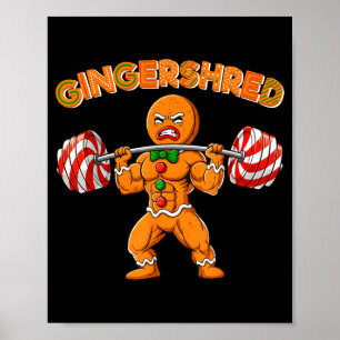 Gingershred Gingerbread Workout Pjs Christmas Xmas Poster