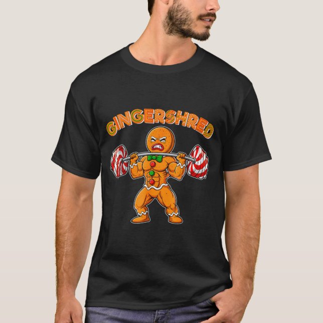 Gingershred Gingerbread Workout Pjs Christmas Xmas T-Shirt (Front)
