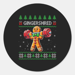 Gingershred Gym Christmas Ugly Sweater Gingerbread Classic Round Sticker