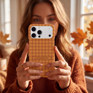 Gingham à carreaux personnalisé de citrouille clas