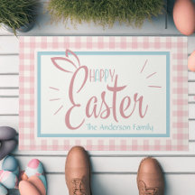 Gingham And Bunny Ears Happy Easter Personalized
