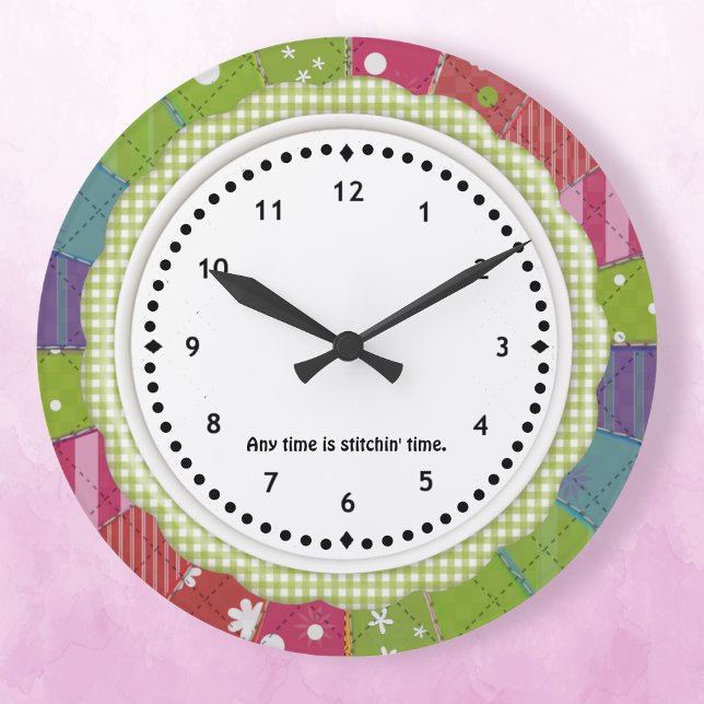 Gingham and Patchwork Quilter's Wall Clock (Creator Uploaded)