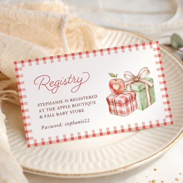 Gingham Apple Baby Shower Registry Card (Creator Uploaded)