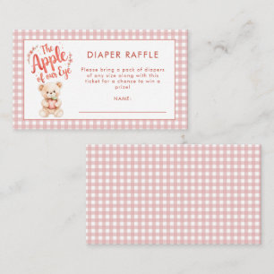 Gingham Apple of Eye Diaper Raffle Baby Shower Enclosure Card