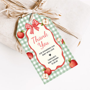 Gingham Apple of our Eye Baby Shower Favor Tags