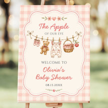 Gingham Apple of Our Eye Baby Shower Welcome Sign