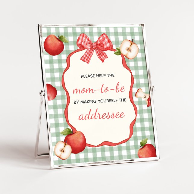 Gingham Apple of our Eye Envelope Station Sign (Gingham Apple of our Eye Baby Shower Envelope Station Sign)