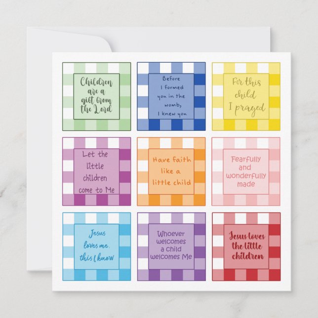 Gingham Baby Birth announcement  Faith based (Front)