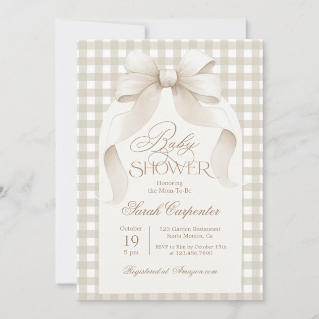 Gingham Baby Shower invitation (Front)