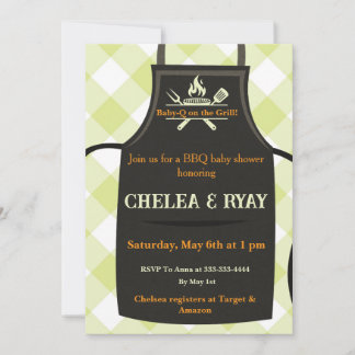 Gingham Baby Shower Is on the Grill baby shower Invitation