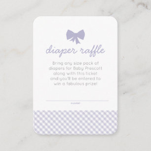 Gingham baby shower purple diaper raffle ticket enclosure card
