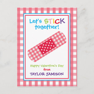 Gingham Bandage Personalized Valentine's Cards