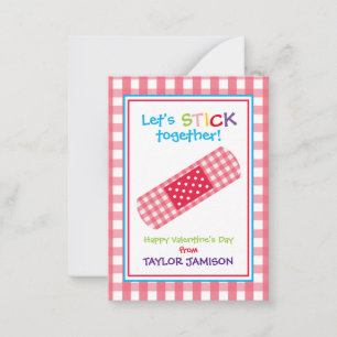 Gingham Bandage Valentine's Classroom Cards