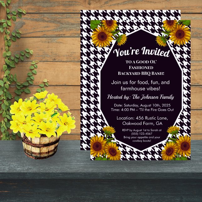 Gingham BBQ Invite Farmhouse Backyard Party  (Creator Uploaded)