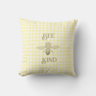 Gingham Bee Throw Pillow