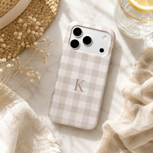 Gingham beige neutre personnalisé Monogramme Hérit