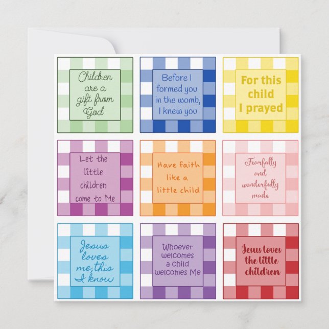 Gingham Bible verse Baby Shower invitation (Front)
