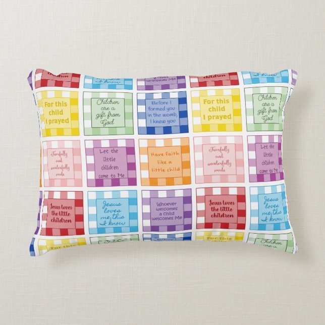 Gingham Bible verses about children Accent Pillow (Front)