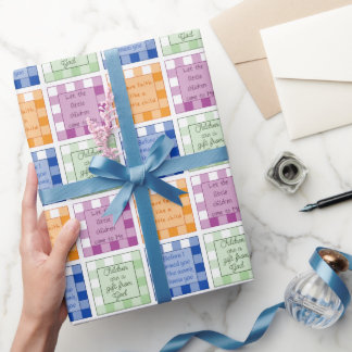 Gingham Bible verses about children babies Wrapping Paper