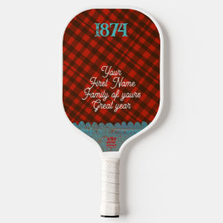 Gingham black and red pickleball paddle