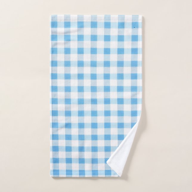 Gingham Bleu Bébé (Serviette à main)