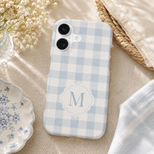Gingham Bleu Coquette Monogramme Personnalisé Héri