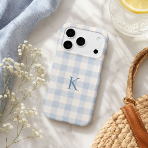 Gingham Bleu Personnalisé Monogramme Héritage