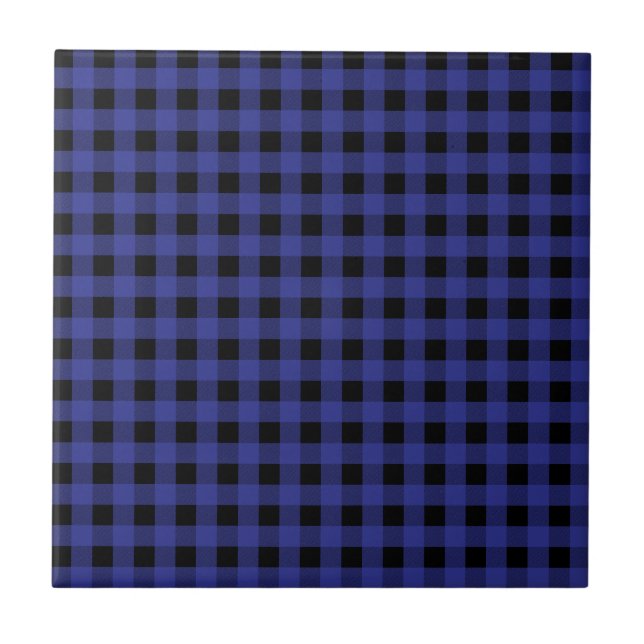 Gingham Blue and Black Tile (Front)